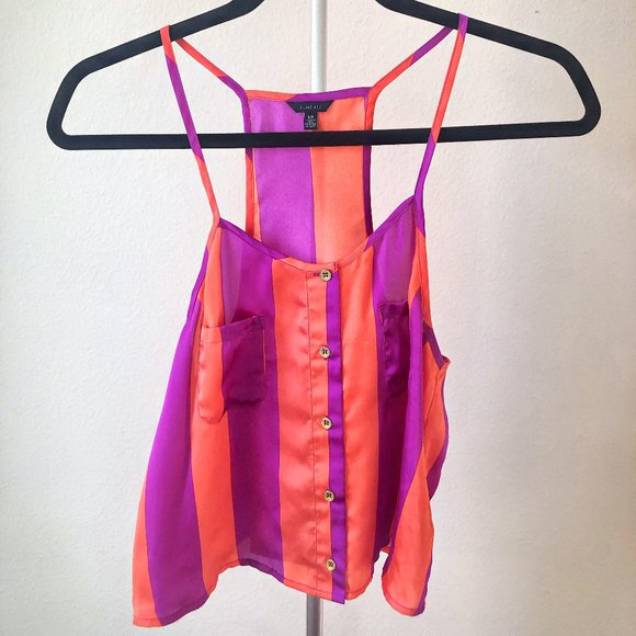 I Love H81 Tops - I Love H81 Purple/Orange Razor Back Crop Top (S/P)